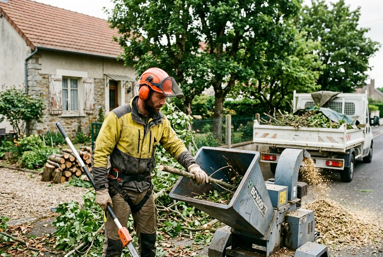Broyage et évacuation de branches après élagage à Ham